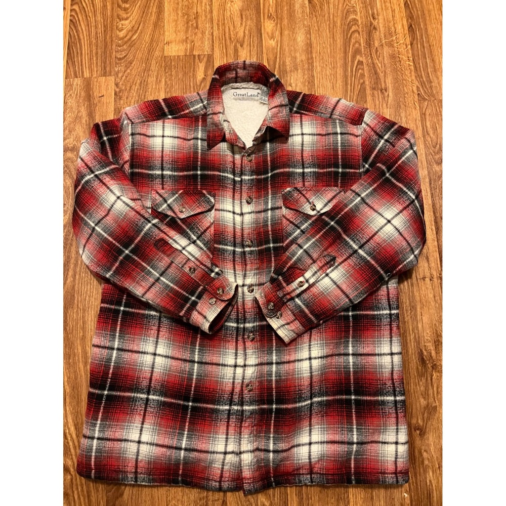 GreatLand Sherpa Lined Flannel Jacket Men Large Warm‎ Winter Outerwear